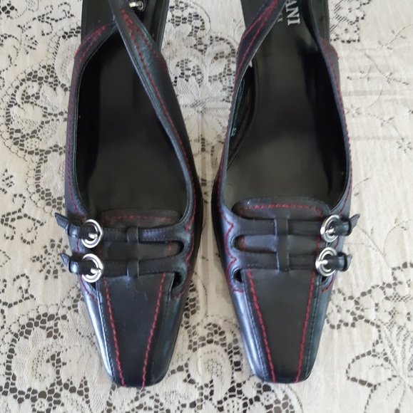 Alfani Black Red Sling Back Heeled Shoes Size 5.5 - Picture 2 of 8